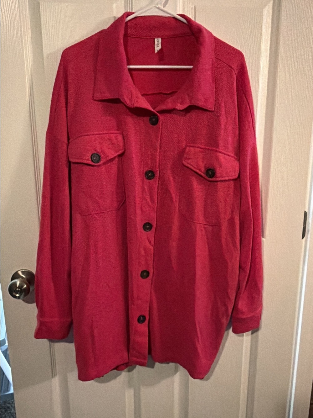 Zenana Outfitters Red Button-Up Utility Jacket